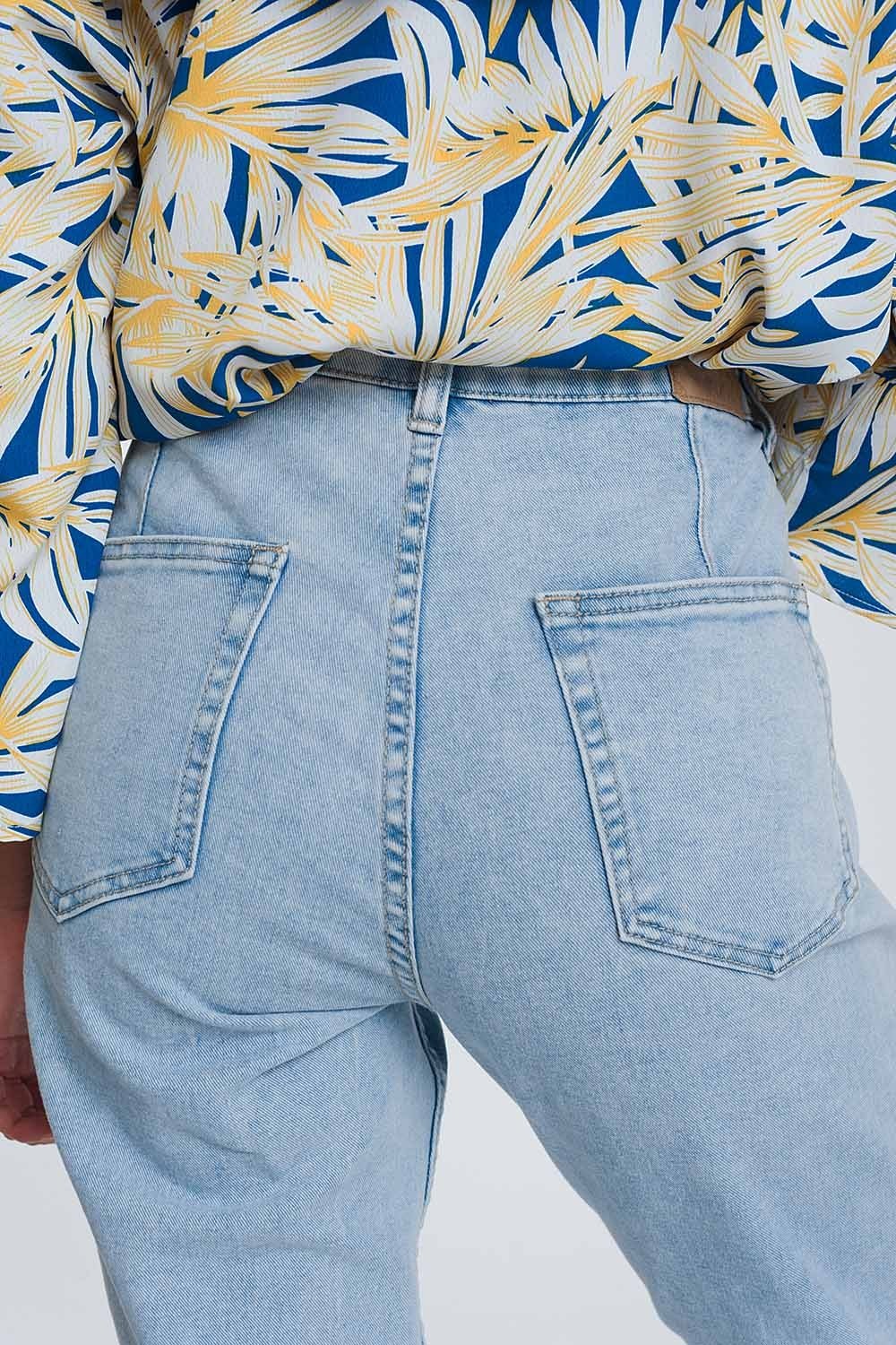 Pocket Detail Jeans in Light Denim