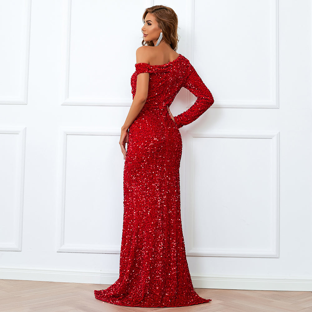 Red One Shoulder Gown