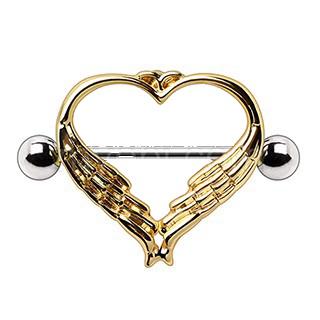 Gold Plated Winged Heart Nipple Shield