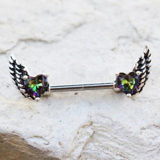 316L Surgical Steel Gothic Winged Heart Nipple Bar