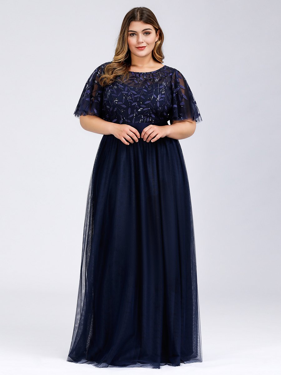 FLF Plus Sized Glamourous Petal Detailed Gown