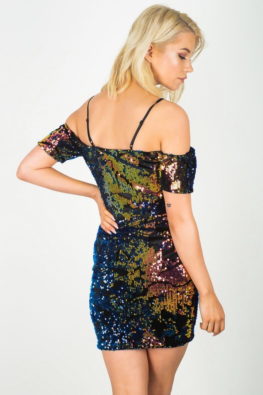Glamorous Sequin Off The Shoulder Mini Dress