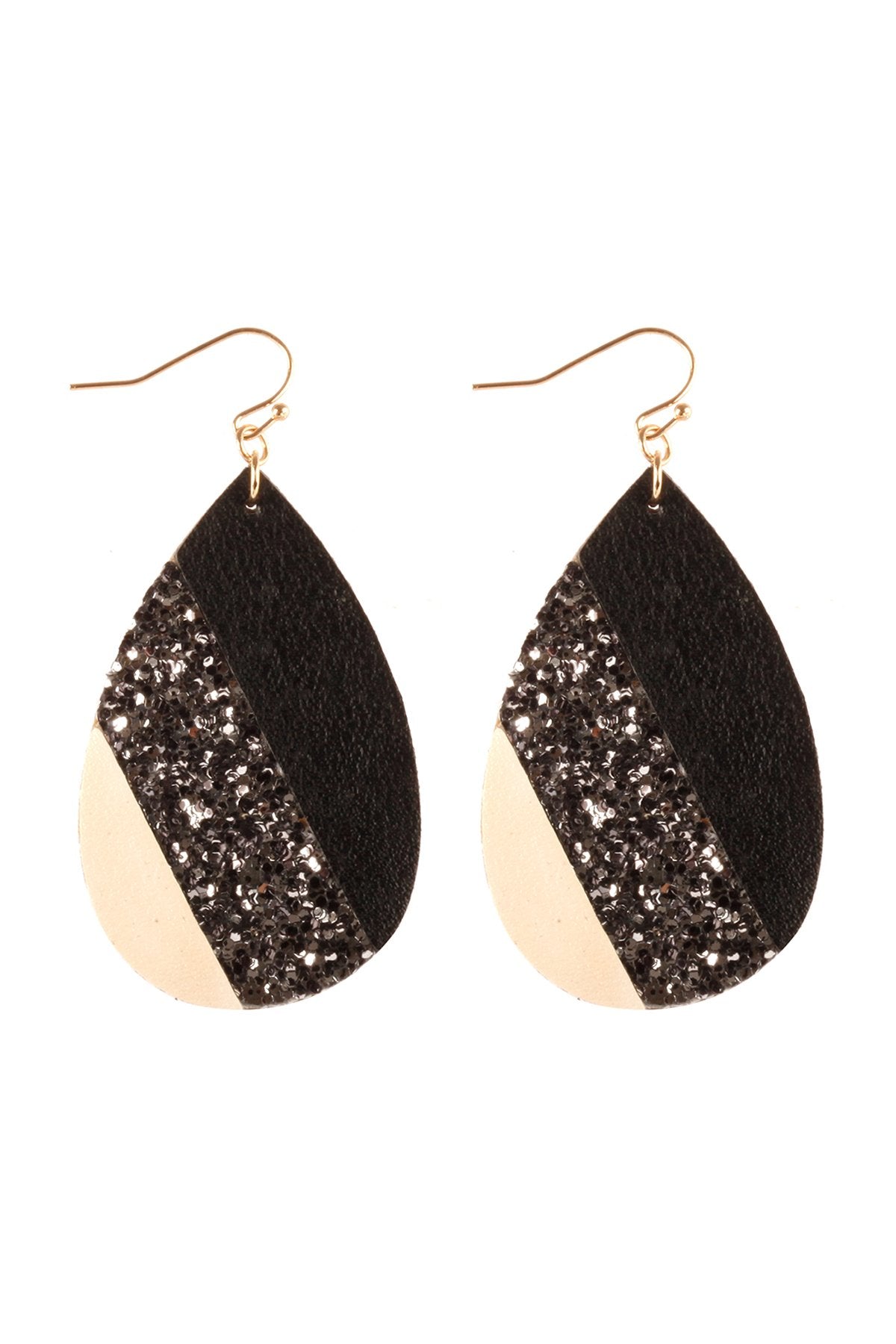 Ce3478 - Mosaic Sequin Leather Teardrop Earrings