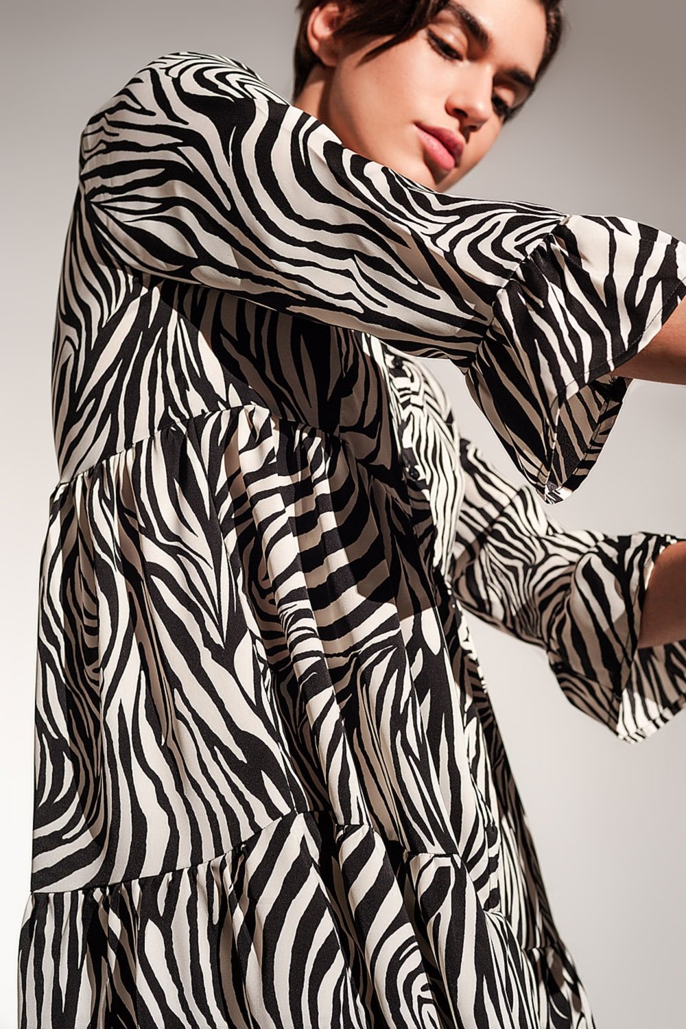 Tiered Midi Dress in Zebra