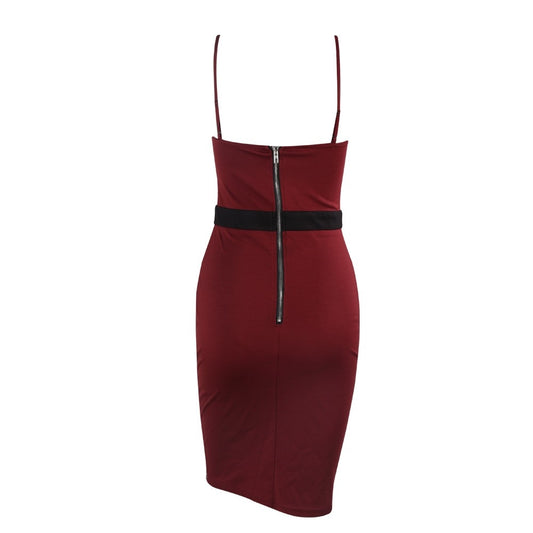 Dark Red Color Block Dress