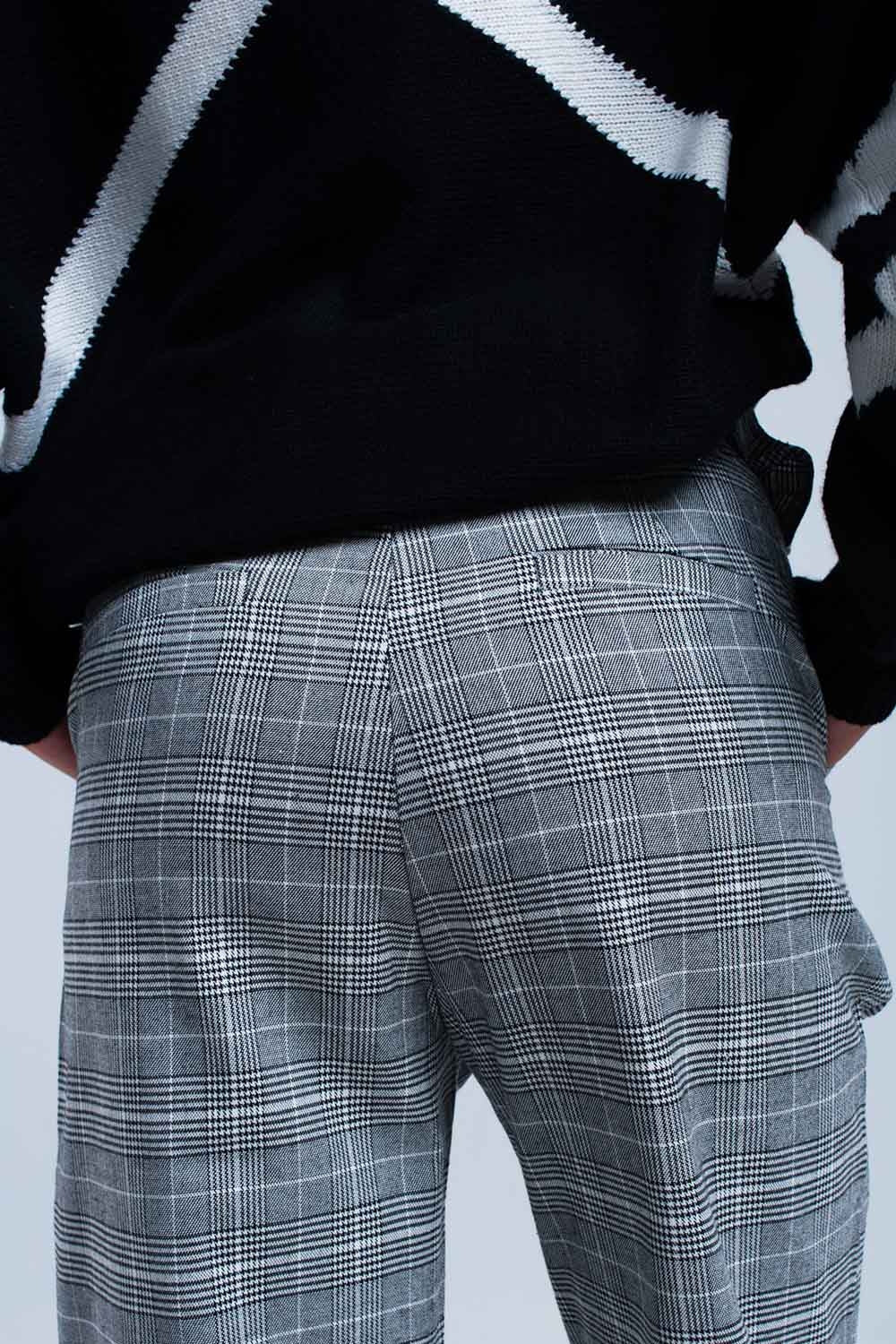 Gray Tartan Pattern Pants