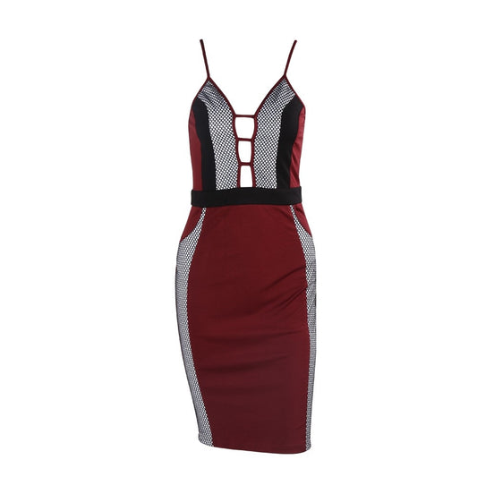 Dark Red Color Block Dress