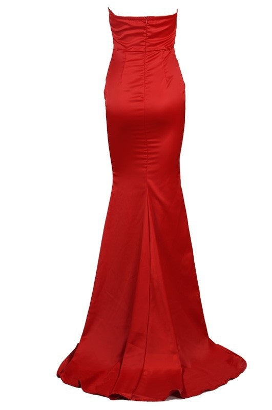 Strapless Red Evening Gown