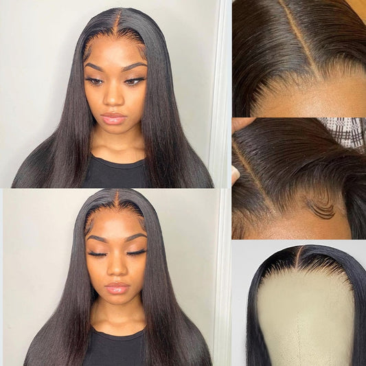 Straight Brazilian Natural Hd Glueless Full Transparent Lace Wig 7 days delivery